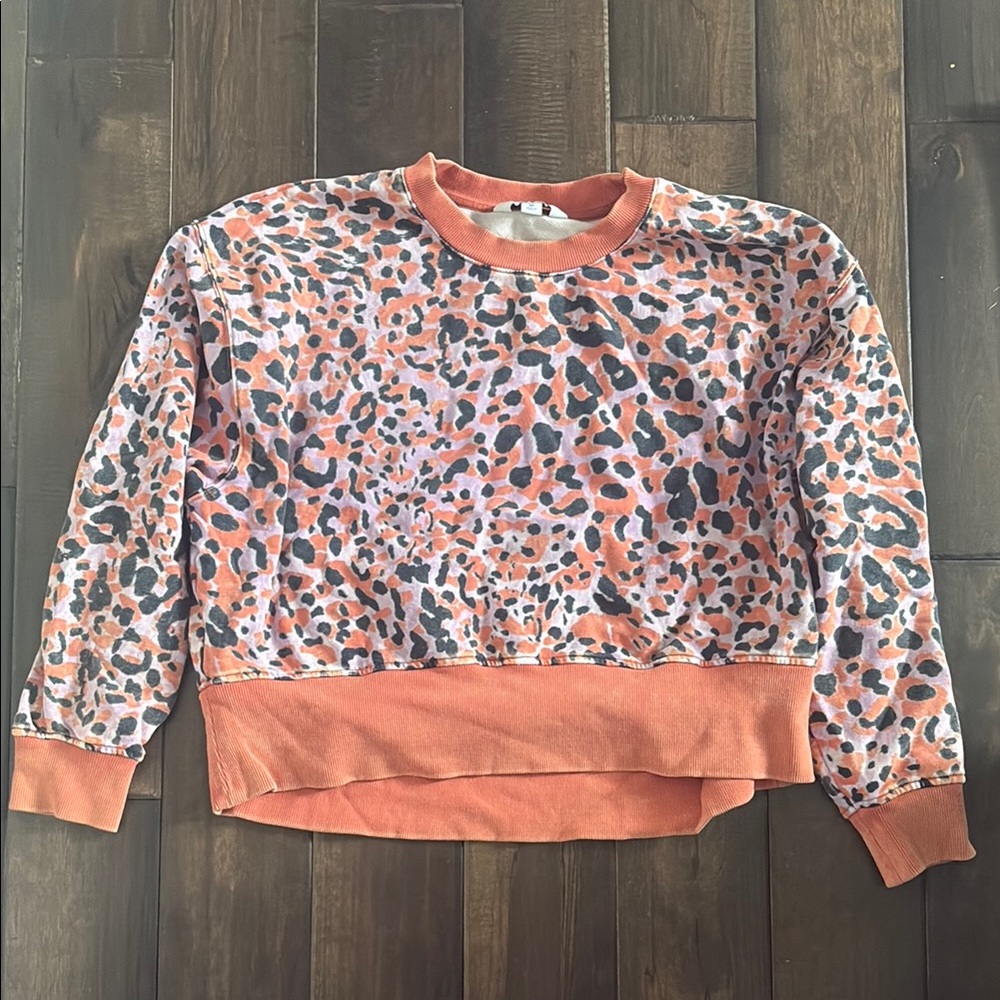 JoyLab Orange and Black Leopard Print Sweatshirt
